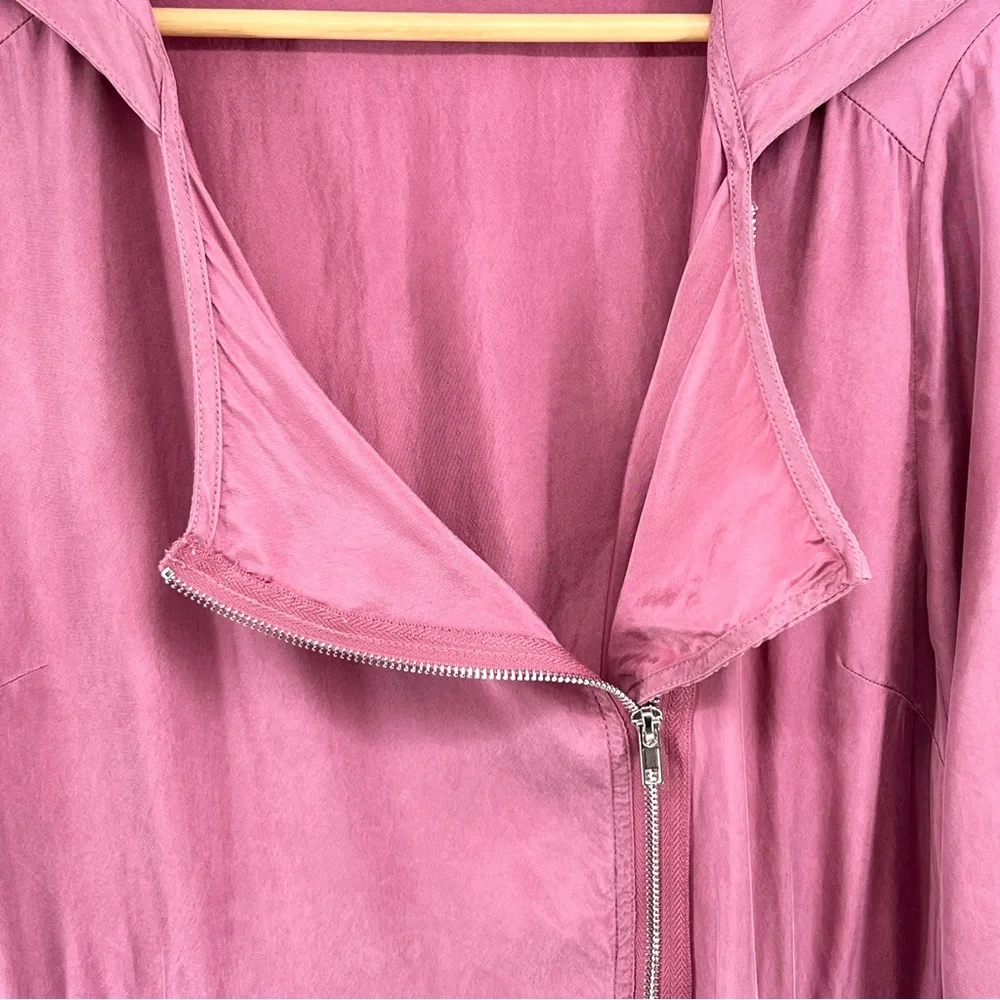 Anthropologie Melloday Short Trench Jacket Medium Dusty Rose Roll Tab Tie Waist - Picture 10 of 16